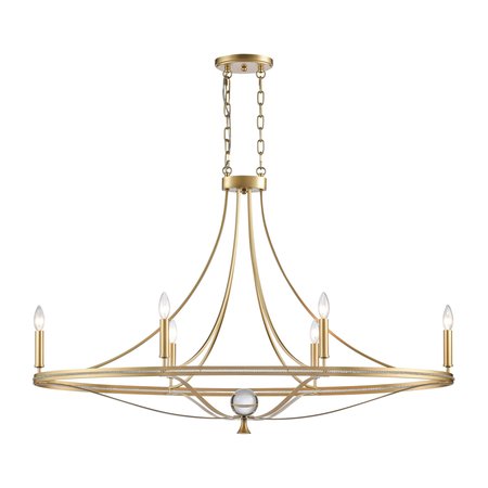 ELK SHOWROOM Noura 465'' Wide 6Light Linear Chandelier, Champagne Gold 69486/6